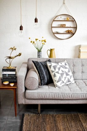 Homemyhome décoration intérieure : ambiance design scandinave canapé gris pastel